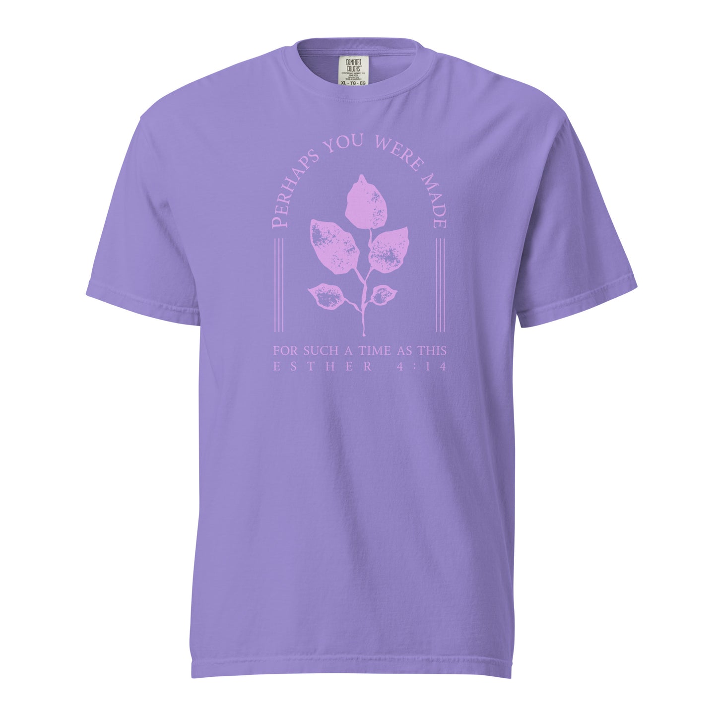Violet For Such A Time As This Esther 4:14 Christian women’s graphic tee with botanical designs