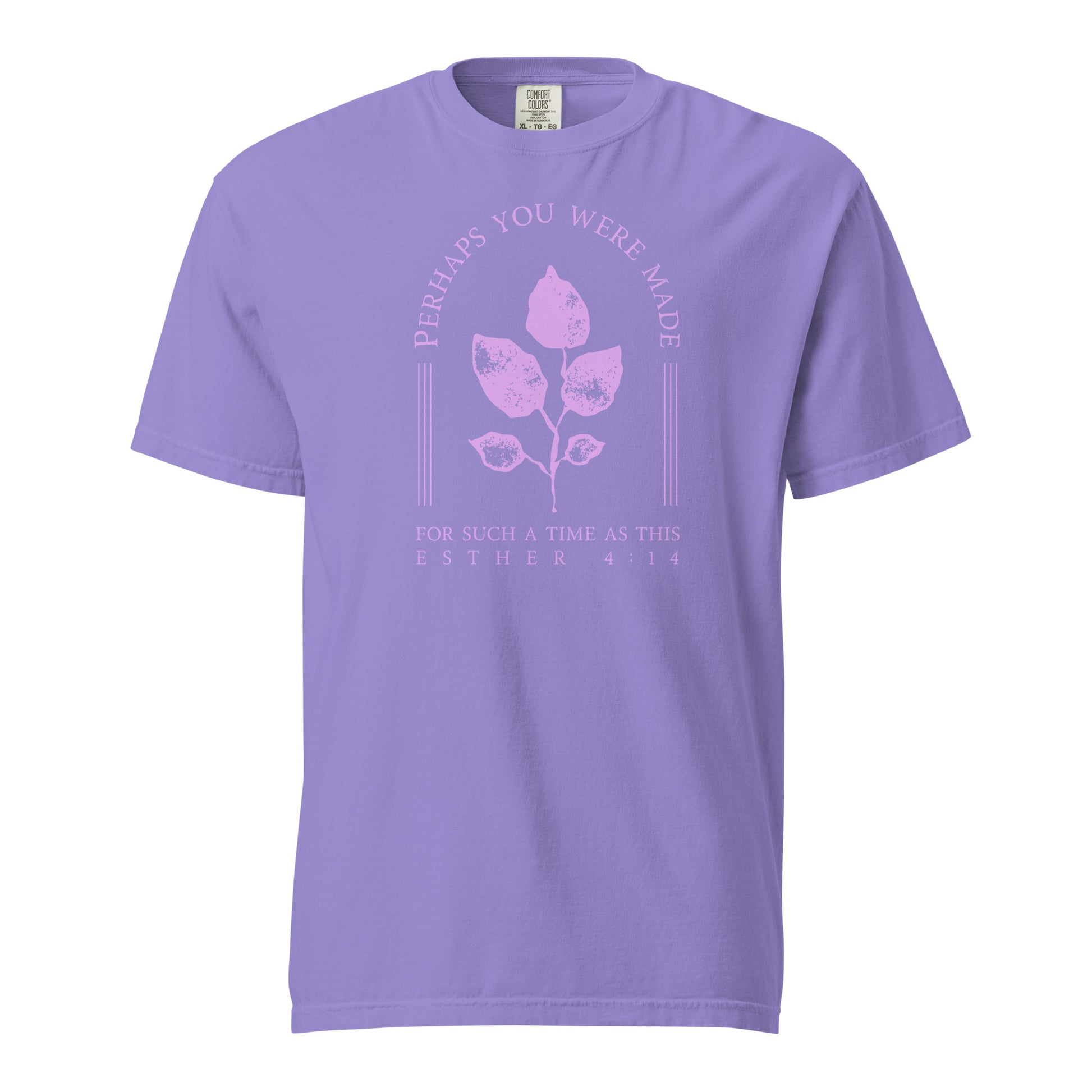Violet For Such A Time As This Esther 4:14 Christian women’s graphic tee with botanical designs