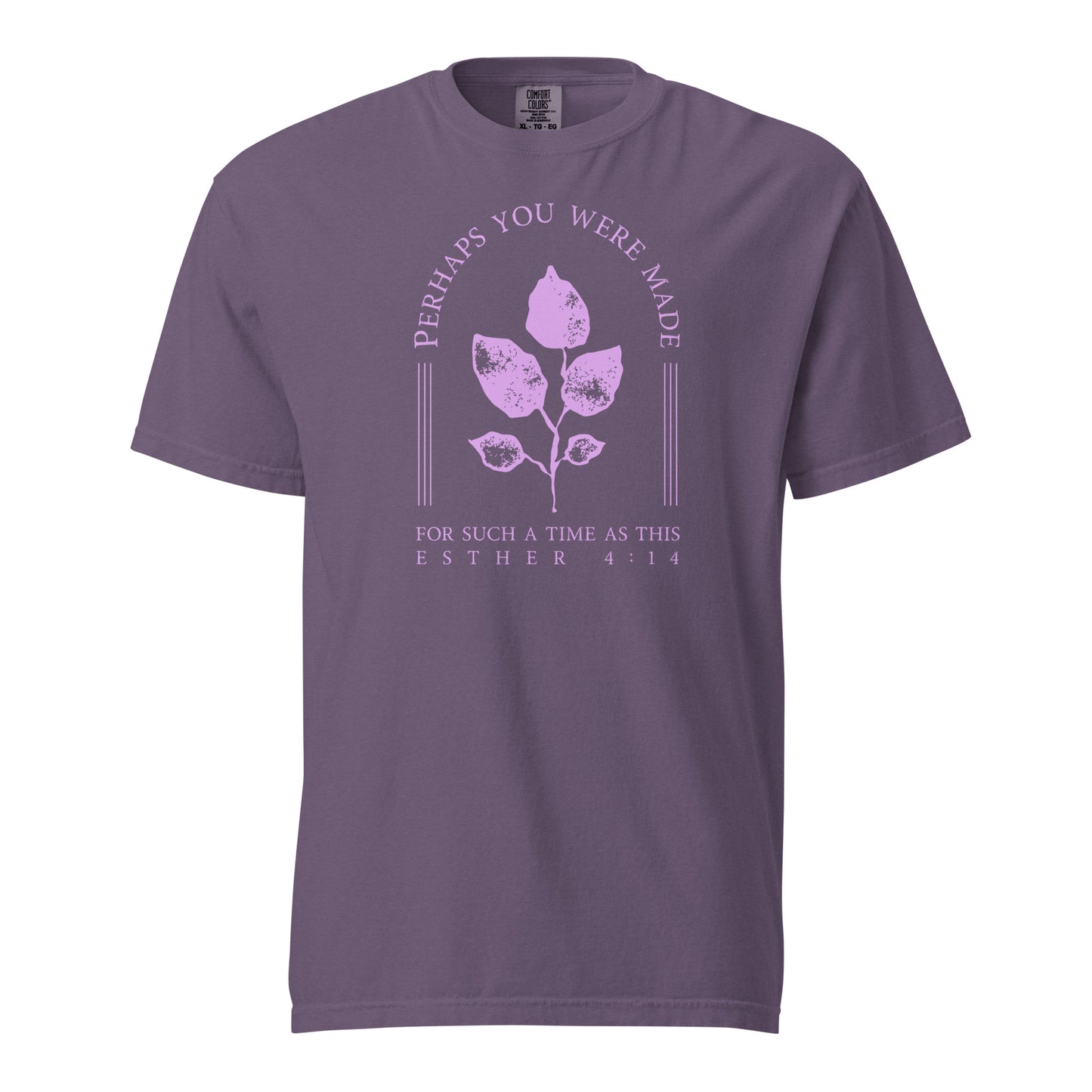 Grape For Such A Time As This Esther 4:14 Christian graphic tee with botanical design