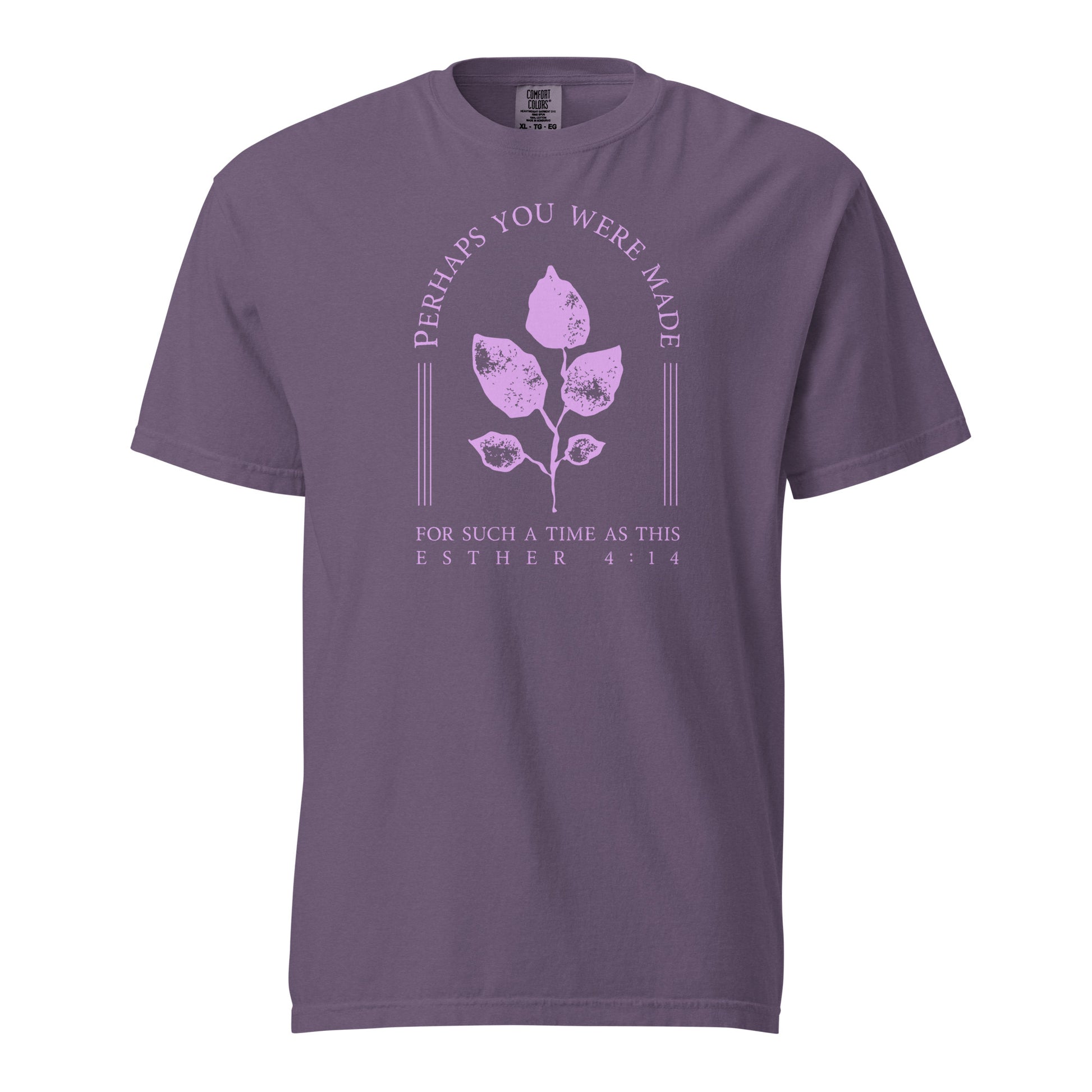 Grape For Such A Time As This Esther 4:14 Christian graphic tee with botanical design