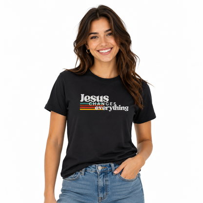Jesus Changes Everything Retro Women's Christian Graphic Tee