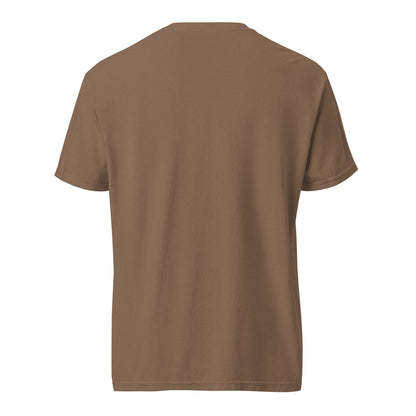 Plain back view of the espresso Blessed Is the Nation men’s Christian patriotic T-shirt.