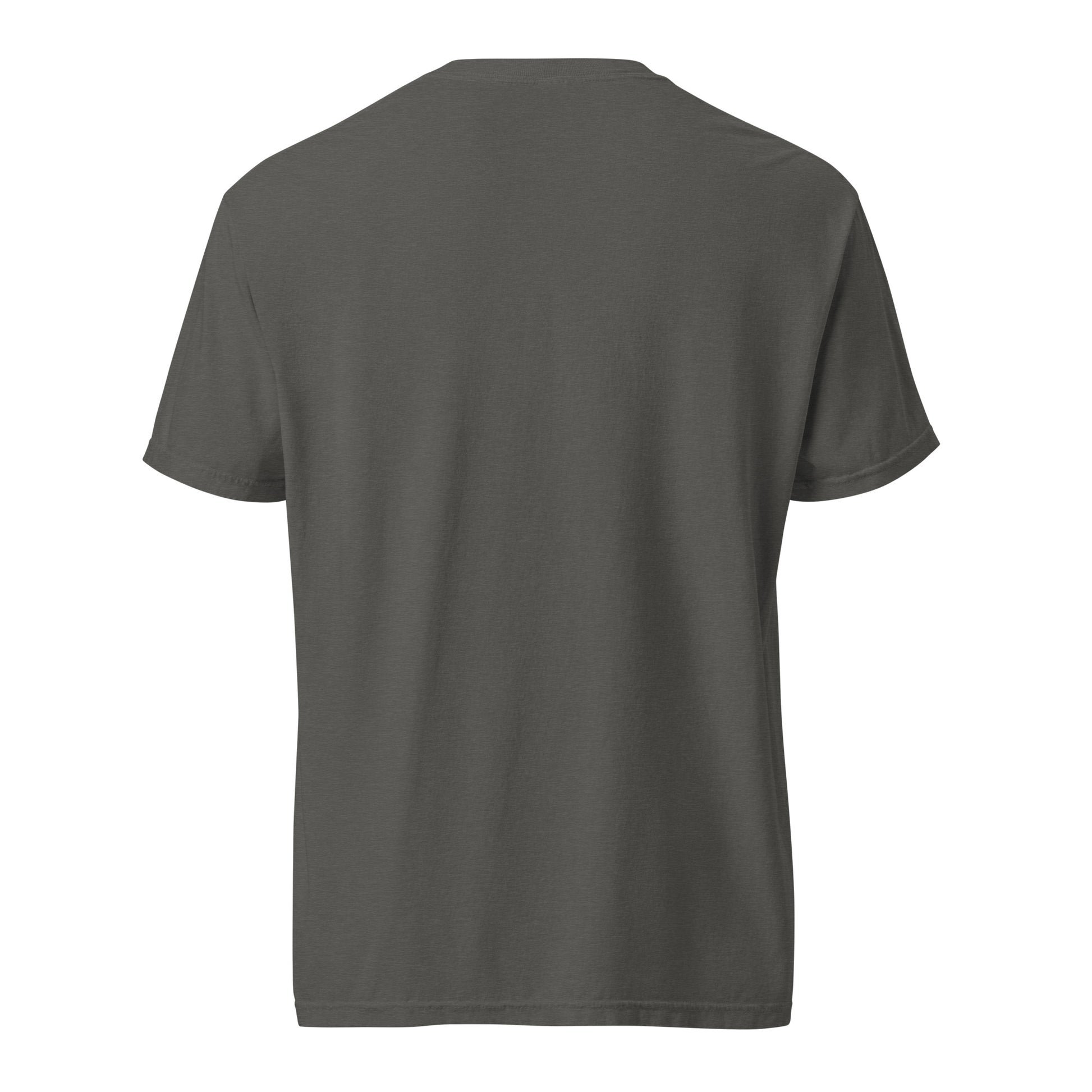 Back view of the pepper gray garment-dyed Jesus Changes Everything women’s Christian T-shirt.